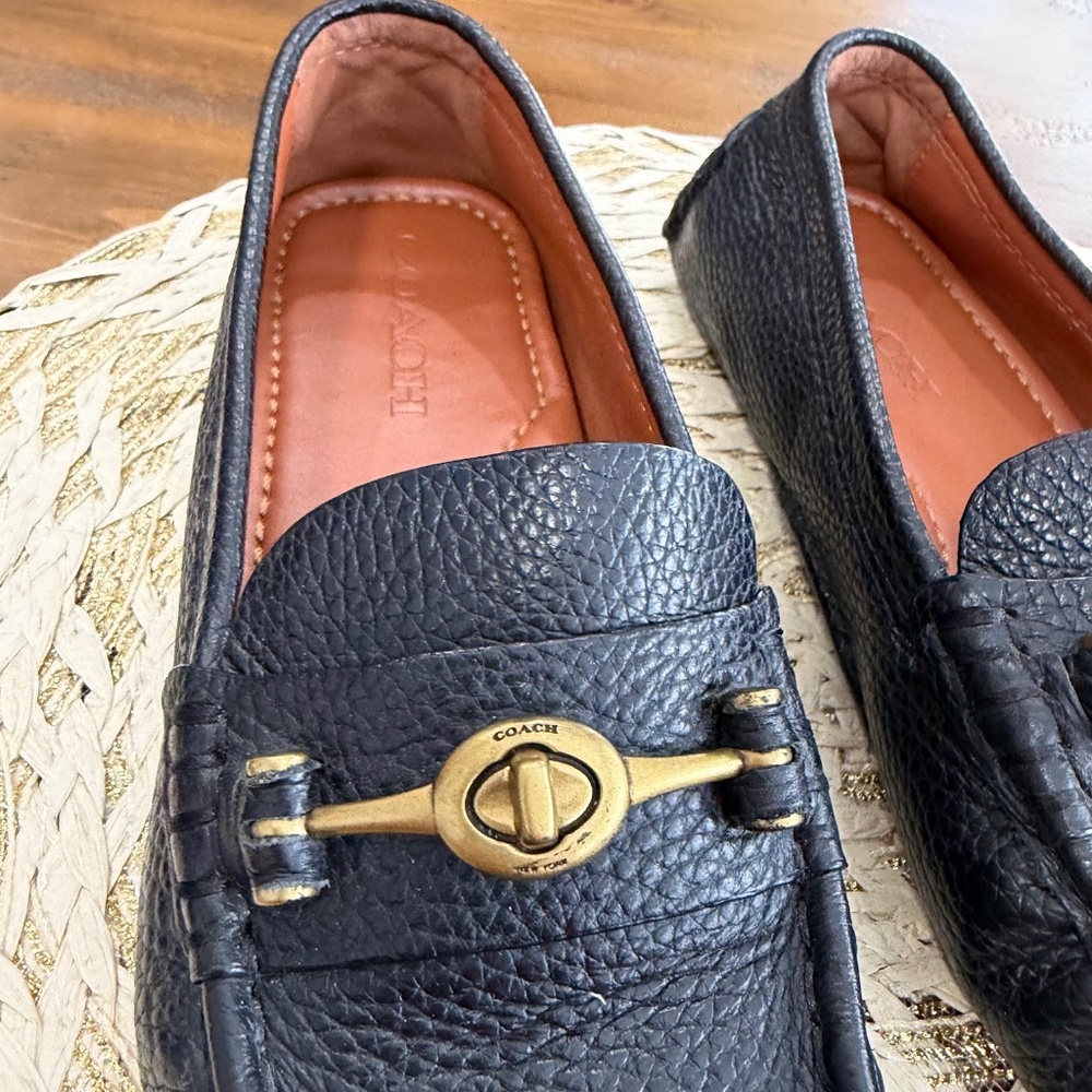 Coach Women's Black Leather Crosby Driver Turnlock Loafer Flats Size 7.5 - Picture 10 of 10